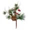 7" Christmas Pine Needles Red Berry Pinecone Picks, 6ct.